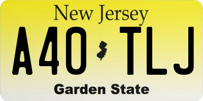 NJ license plate A40TLJ