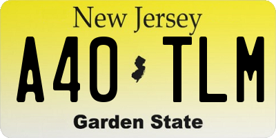 NJ license plate A40TLM