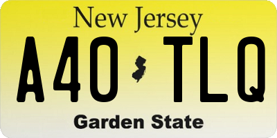 NJ license plate A40TLQ