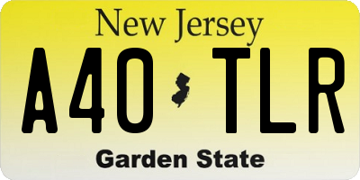 NJ license plate A40TLR