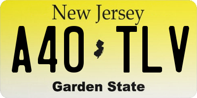 NJ license plate A40TLV
