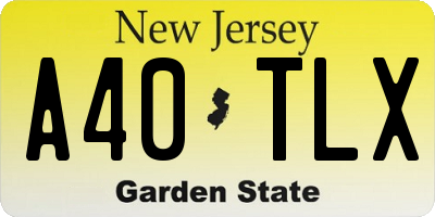 NJ license plate A40TLX