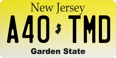NJ license plate A40TMD