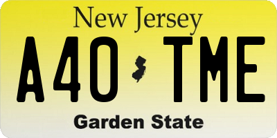 NJ license plate A40TME