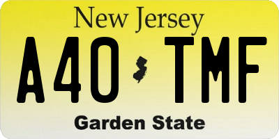 NJ license plate A40TMF