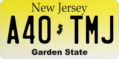 NJ license plate A40TMJ