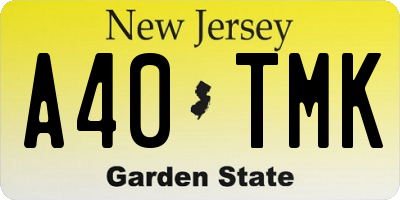 NJ license plate A40TMK