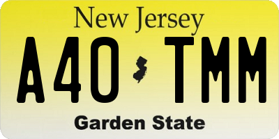 NJ license plate A40TMM