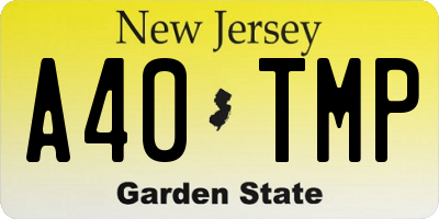 NJ license plate A40TMP
