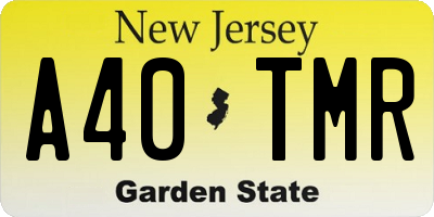 NJ license plate A40TMR