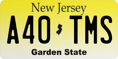 NJ license plate A40TMS