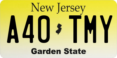 NJ license plate A40TMY