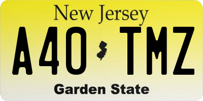 NJ license plate A40TMZ