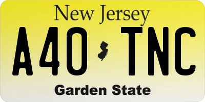 NJ license plate A40TNC