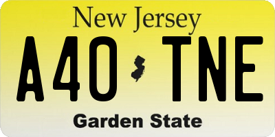 NJ license plate A40TNE