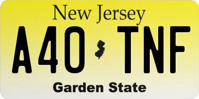 NJ license plate A40TNF