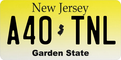 NJ license plate A40TNL