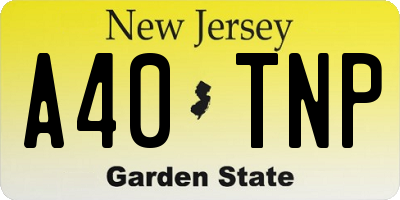 NJ license plate A40TNP