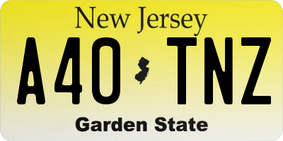 NJ license plate A40TNZ