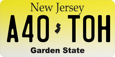 NJ license plate A40TOH