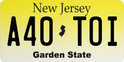 NJ license plate A40TOI