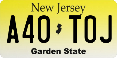 NJ license plate A40TOJ