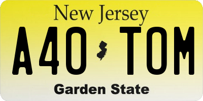 NJ license plate A40TOM