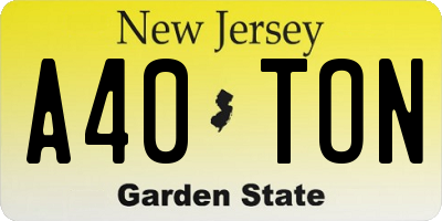 NJ license plate A40TON