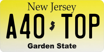 NJ license plate A40TOP