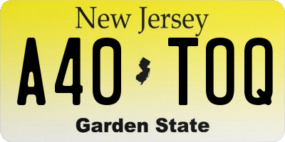 NJ license plate A40TOQ