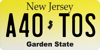 NJ license plate A40TOS