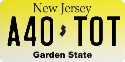 NJ license plate A40TOT
