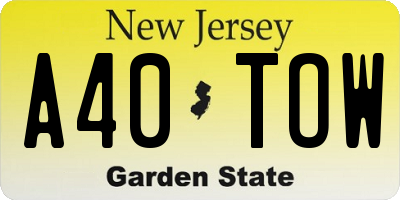 NJ license plate A40TOW