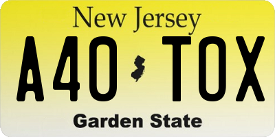 NJ license plate A40TOX