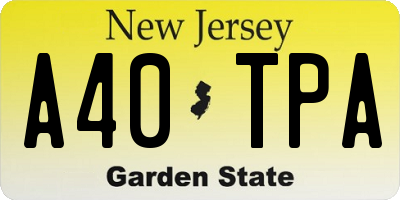 NJ license plate A40TPA