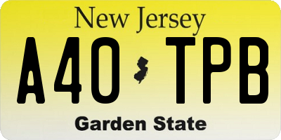 NJ license plate A40TPB