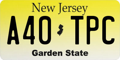 NJ license plate A40TPC