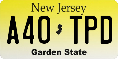 NJ license plate A40TPD