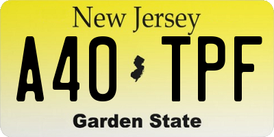 NJ license plate A40TPF