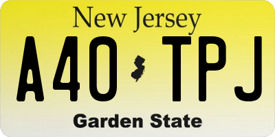 NJ license plate A40TPJ
