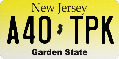 NJ license plate A40TPK
