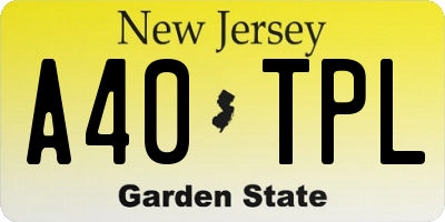 NJ license plate A40TPL