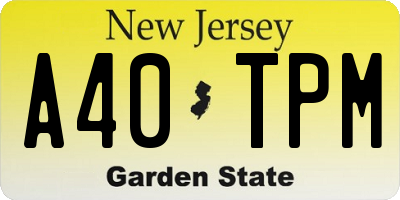 NJ license plate A40TPM