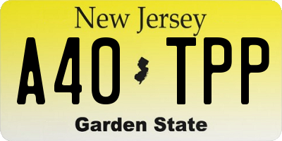 NJ license plate A40TPP