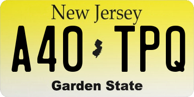 NJ license plate A40TPQ