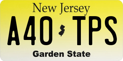 NJ license plate A40TPS