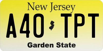 NJ license plate A40TPT