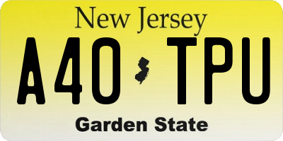 NJ license plate A40TPU