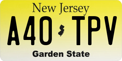 NJ license plate A40TPV
