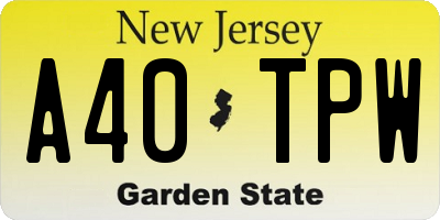 NJ license plate A40TPW
